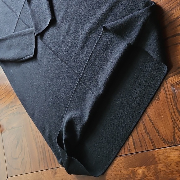 Talbots Black Merino Wool Midi Sweater Dress Long Sleeve L Petite - Picture 9 of 14